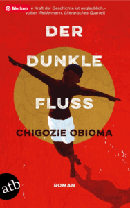 Cover der dunkle Fluss - ein schwarzer Mann tanzt vor einem goldenen Kreis auf rotem Hintergrund